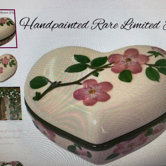 Desert Rose Franciscan Hand Painted Heart with Lid LIMITED RARE PEICE Vintage - Picture 1 of 9